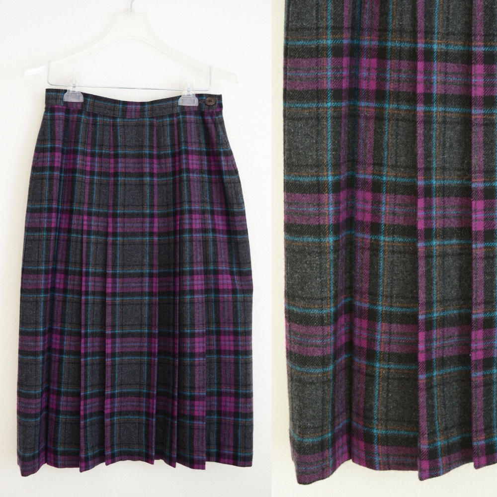 💜 Vintage Pendleton Tartan Plaid Wool Skirt